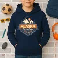 Last Frontier Retro Alaska Kids Hoodie thumb 2