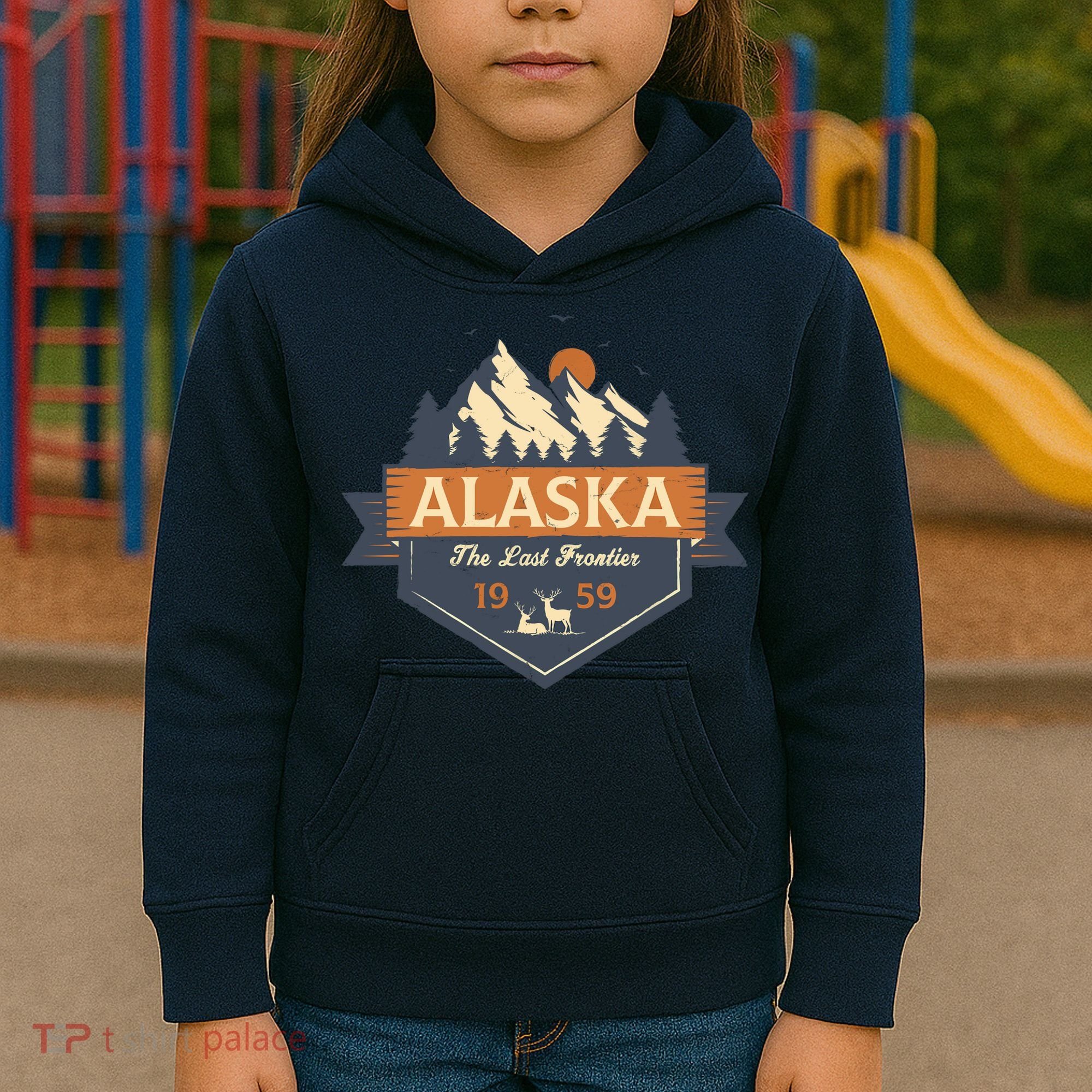 Last Frontier Retro Alaska Kids Hoodie