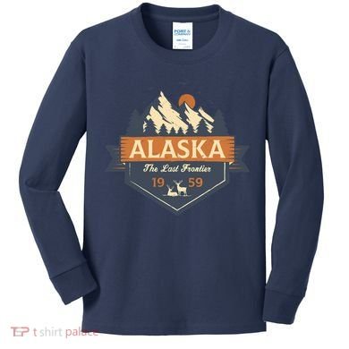 Last Frontier Retro Alaska Kids Long Sleeve Shirt
