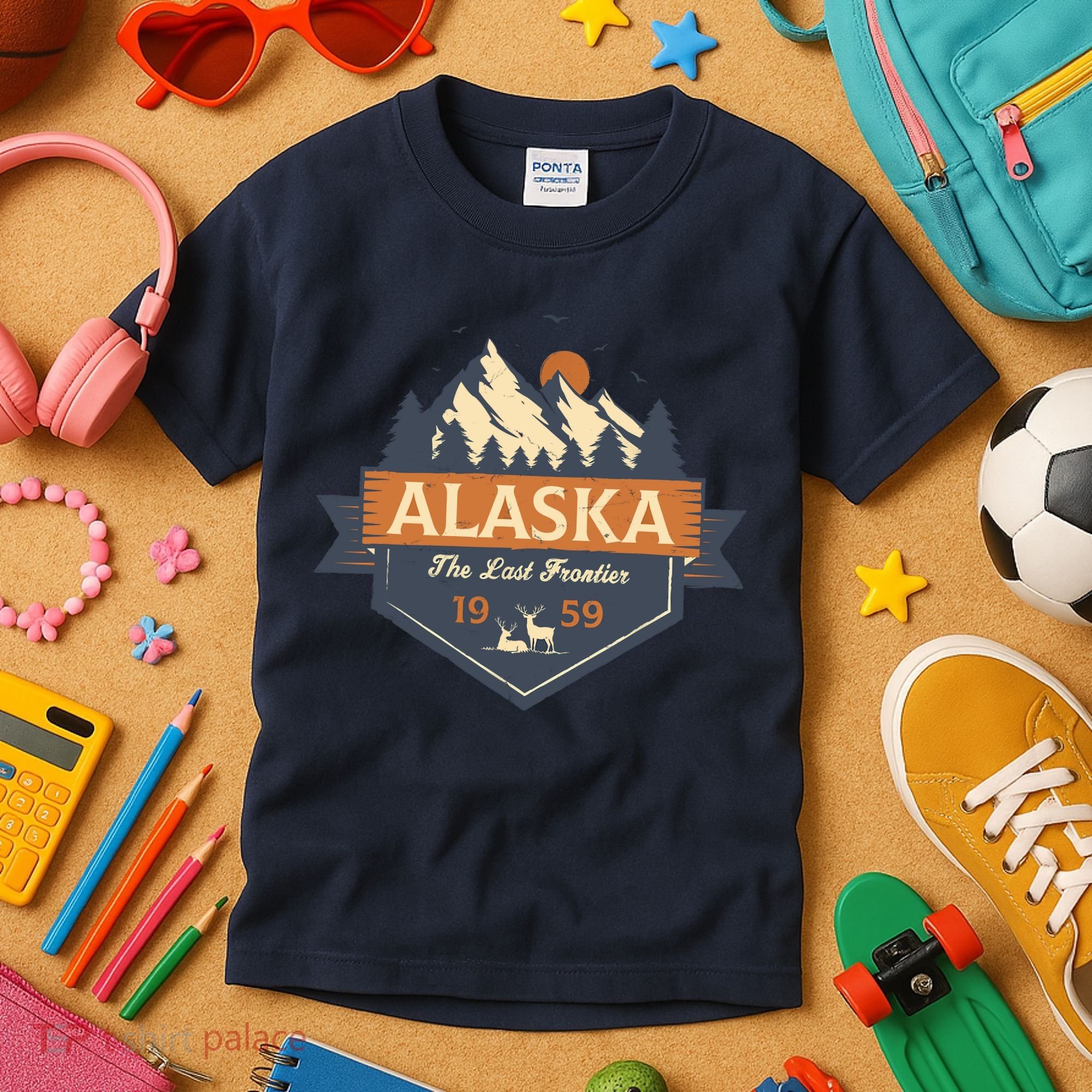 Last Frontier Retro Alaska Kids T-Shirt