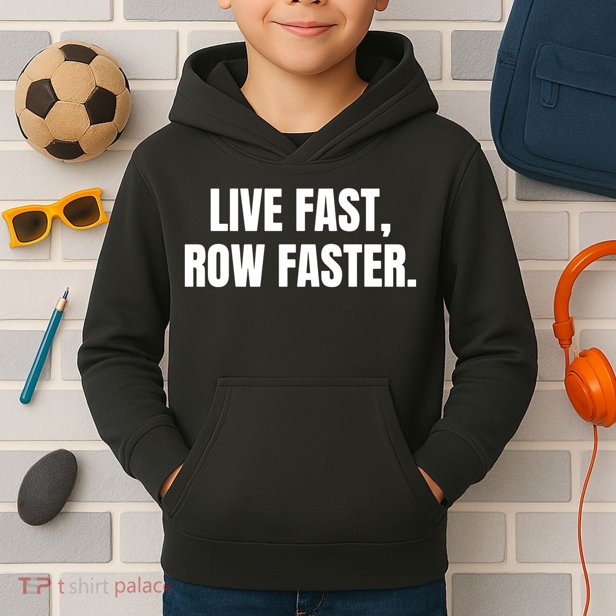 Live Fast, Row Faster Rowing Crew Team Kids Hoodie