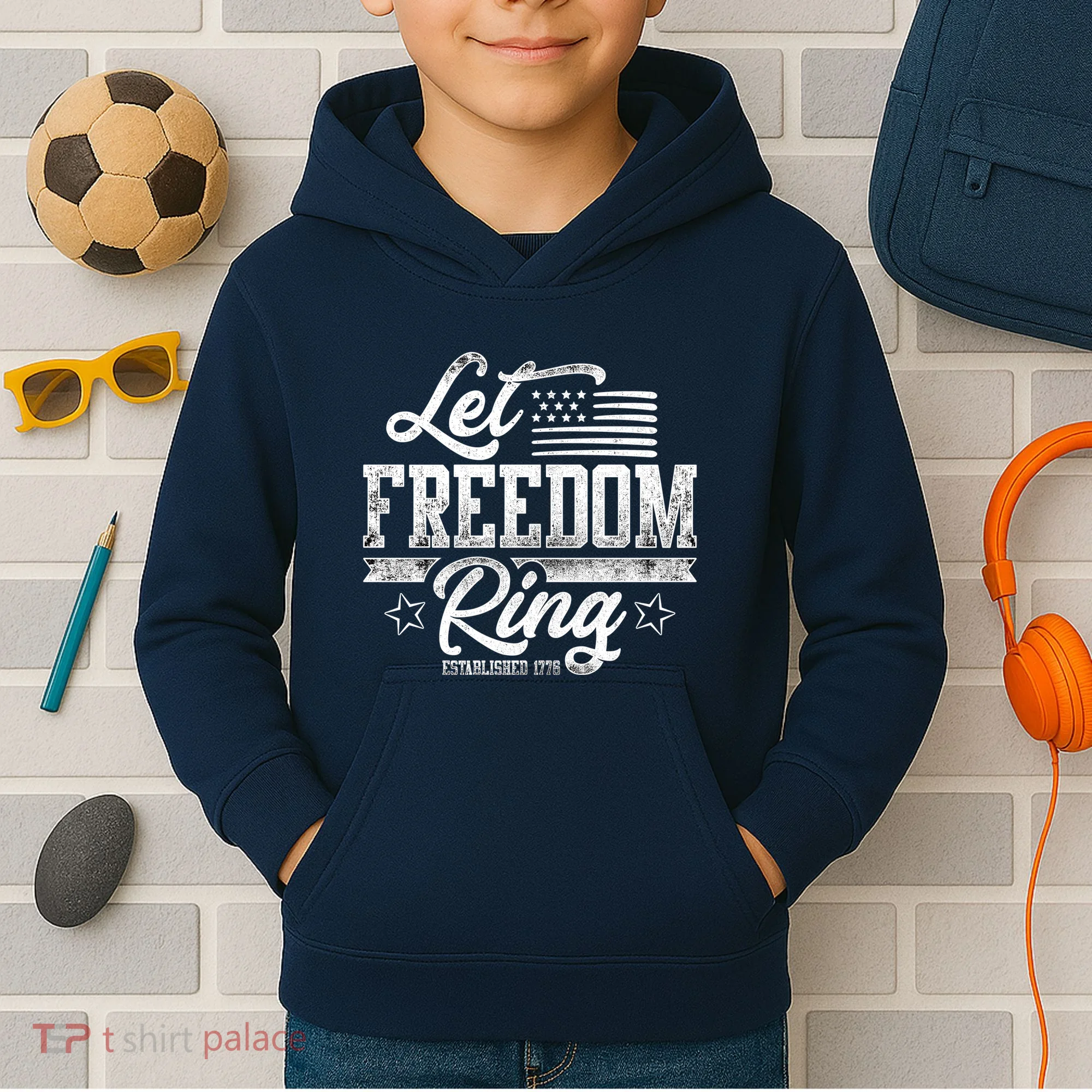 Let Freedom Ring Established 1776 Kids Hoodie
