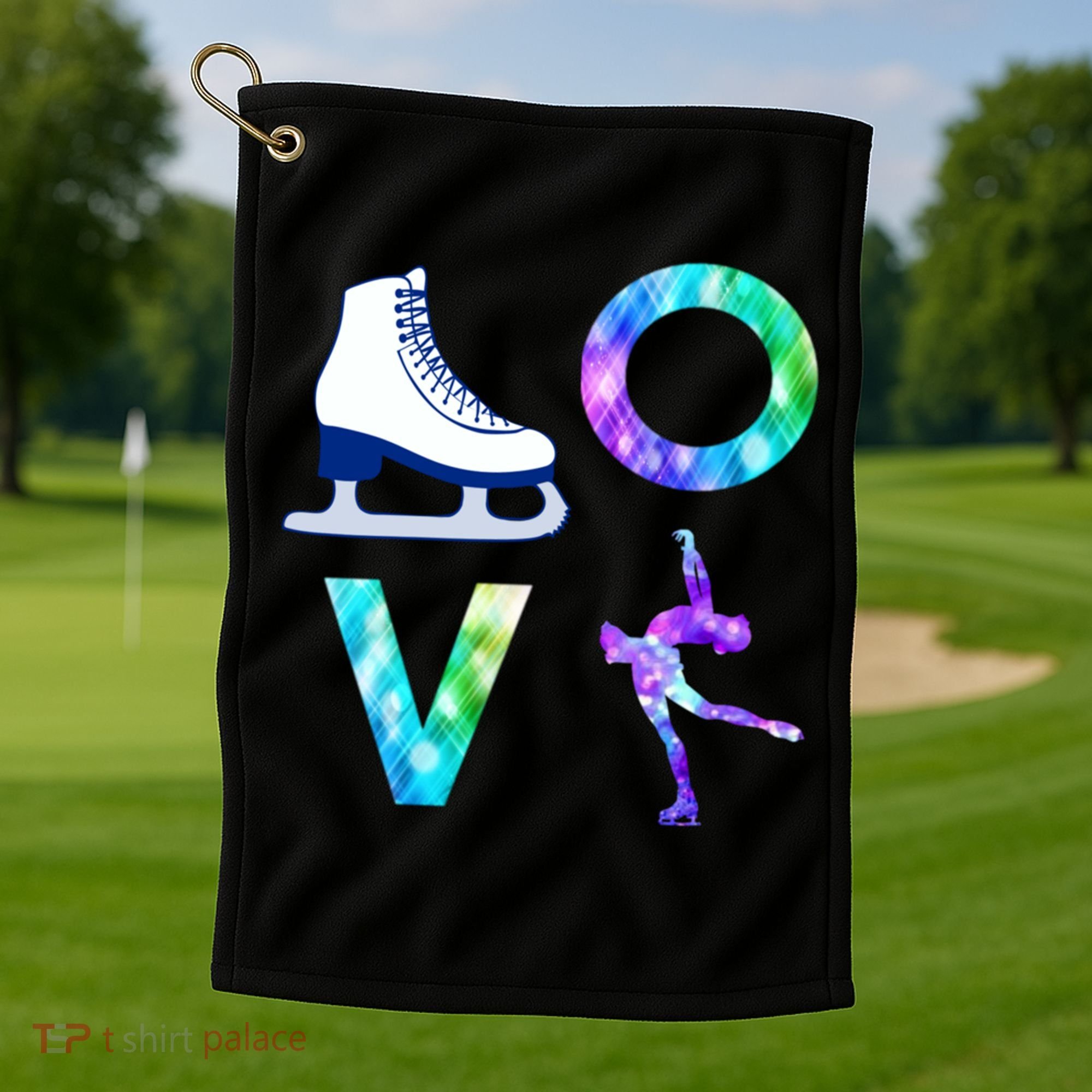 Love Figure Skating Ice Skater Girls Gift Golf Towel
