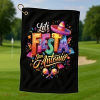 Lets Fiesta San Antonio Texas Cinco De Mayo Mexican Party Golf Towel thumb 1