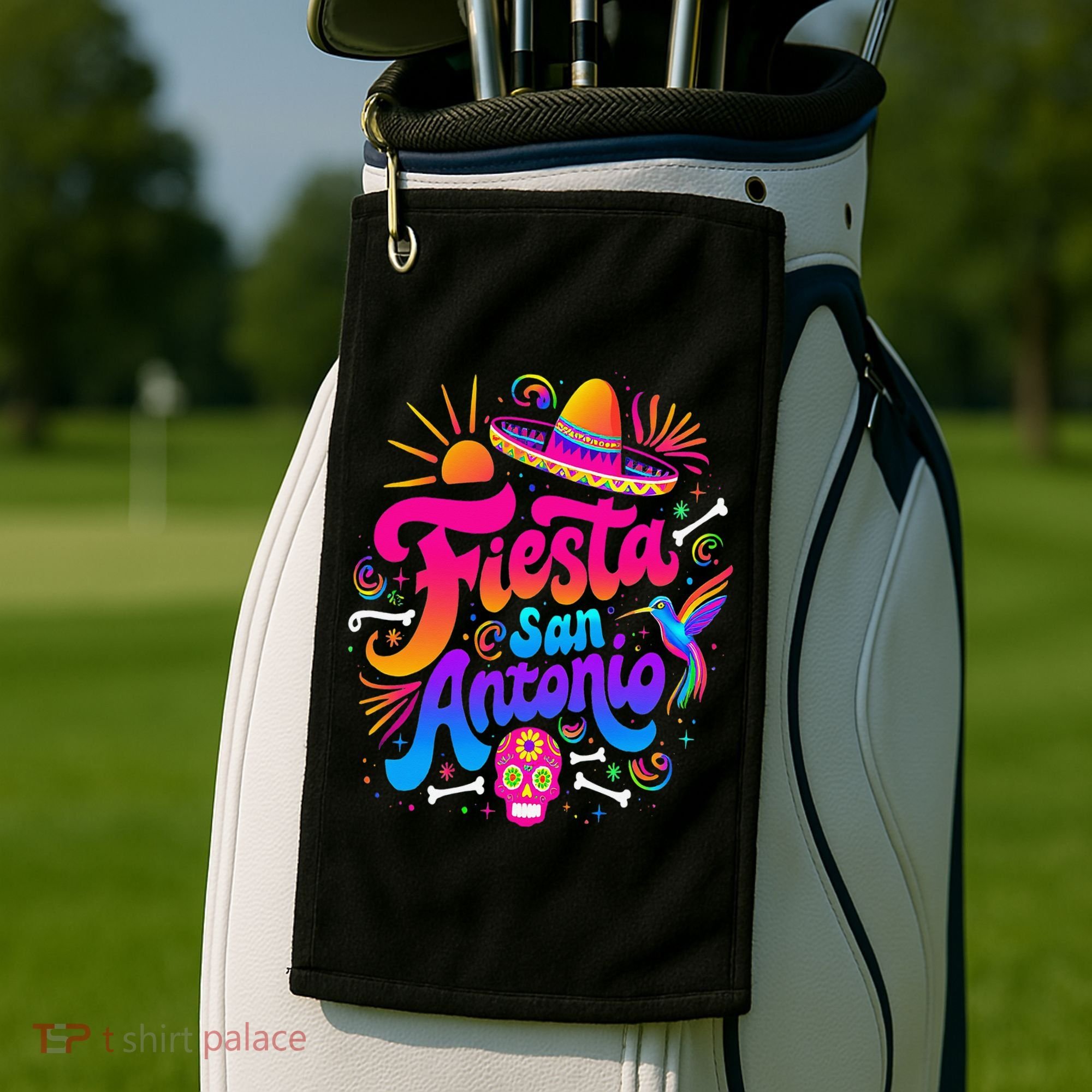 Lets Fiesta San Antonio Texas Cinco De Mayo Mexican Party Golf Towel
