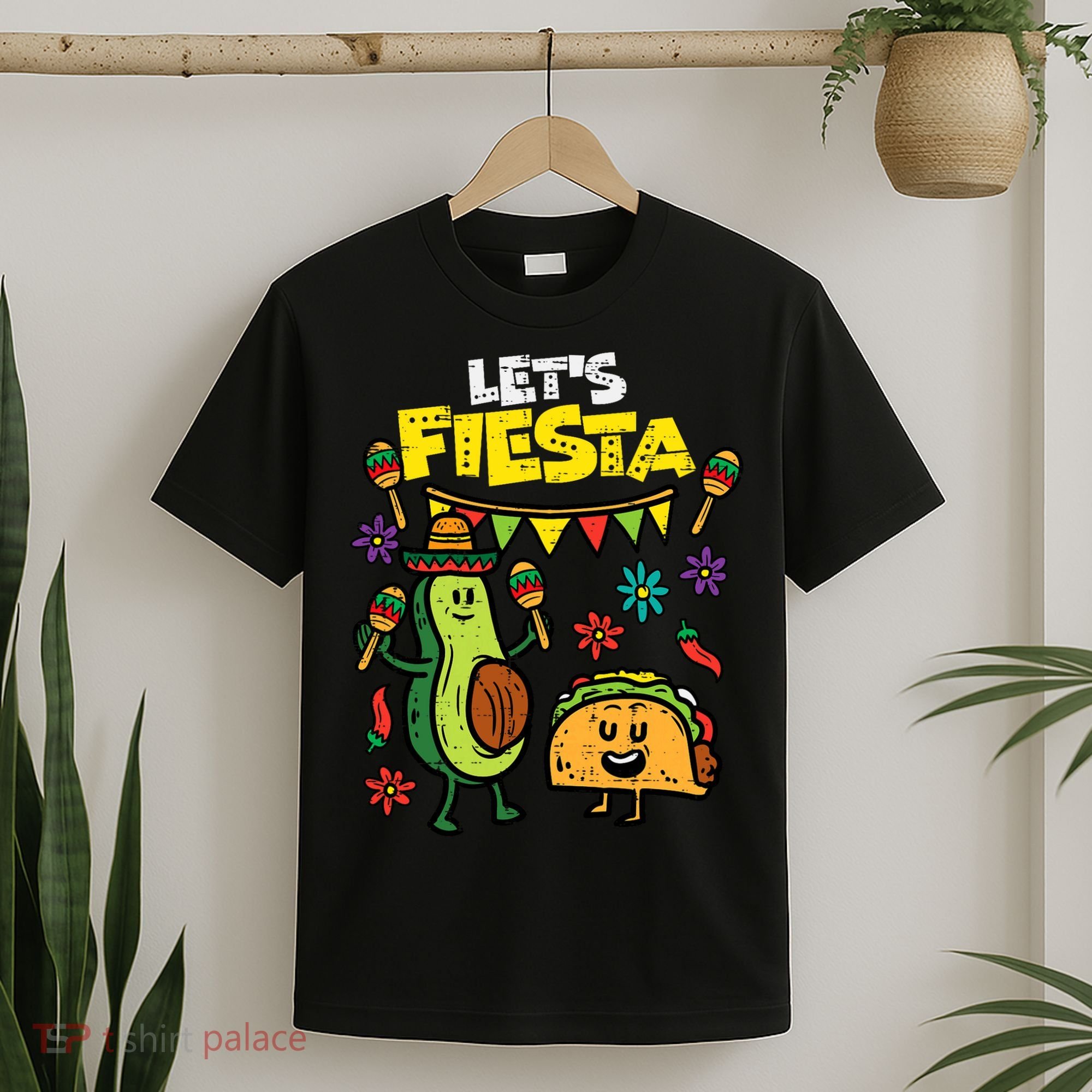 Lets Fiesta Taco Avocado Funny Cinco De Mayo Mexican Party T-Shirt