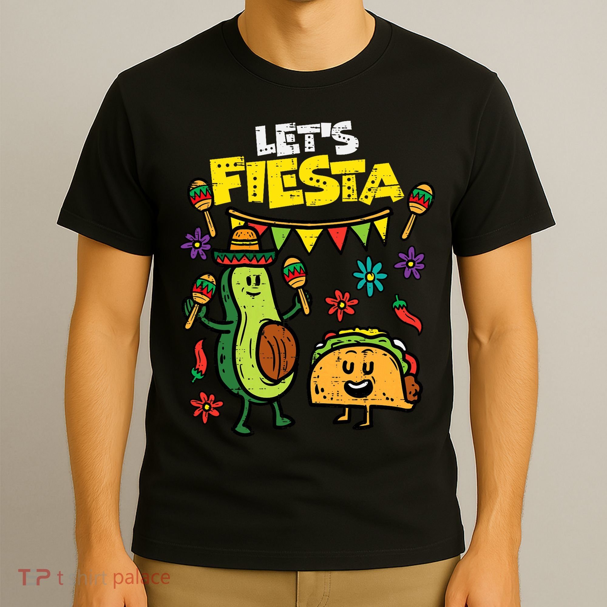 Lets Fiesta Taco Avocado Funny Cinco De Mayo Mexican Party T-Shirt