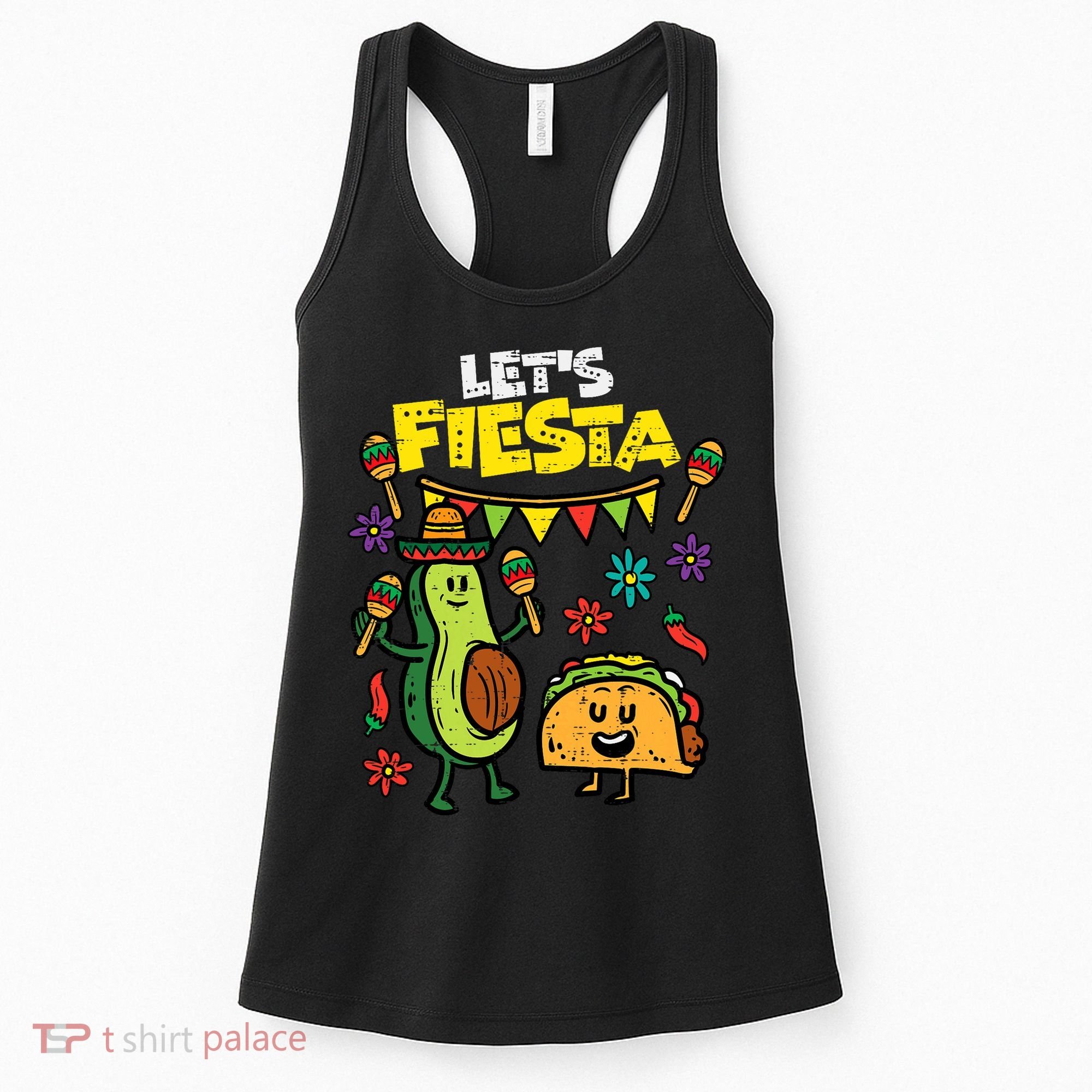 Lets Fiesta Taco Avocado Funny Cinco De Mayo Mexican Party Women's Tank Top