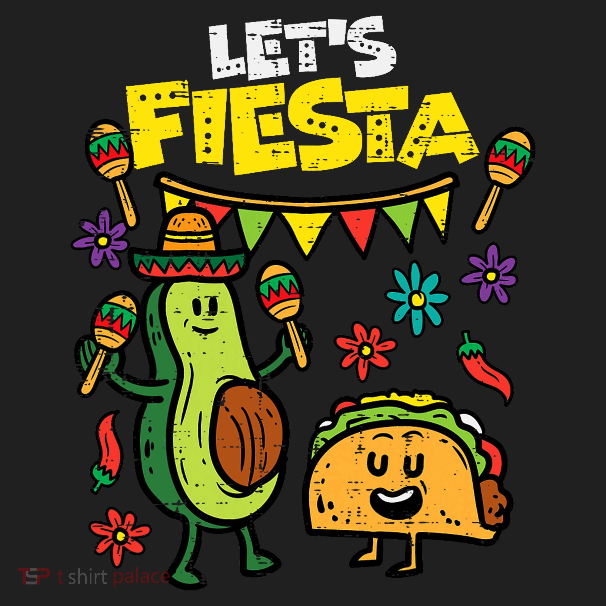Lets Fiesta Taco Avocado Funny Cinco De Mayo Mexican Party Hat