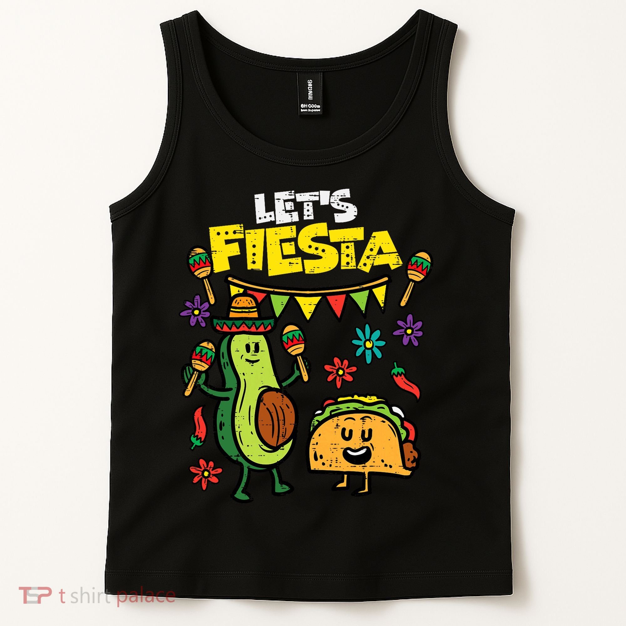 Lets Fiesta Taco Avocado Funny Cinco De Mayo Mexican Party Tank Top