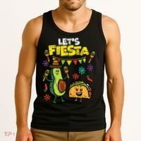 Lets Fiesta Taco Avocado Funny Cinco De Mayo Mexican Party Tank Top thumb 3