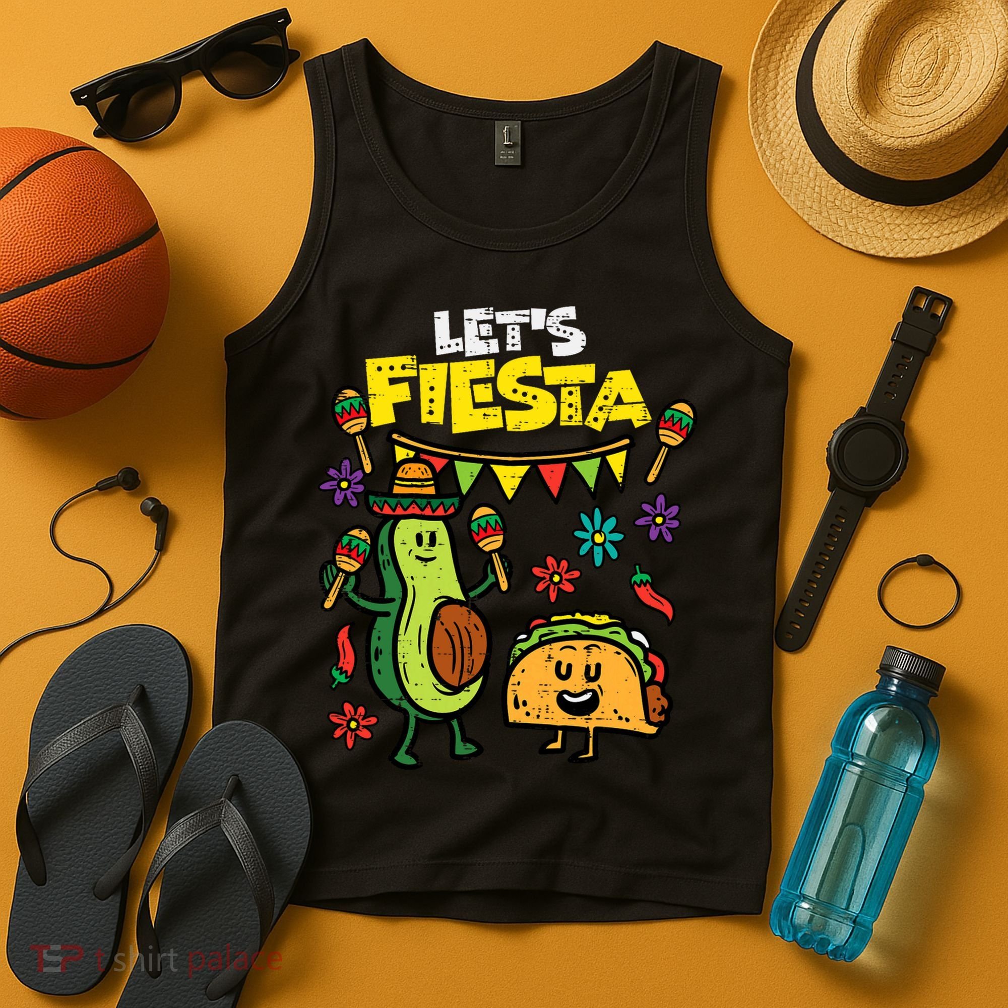Lets Fiesta Taco Avocado Funny Cinco De Mayo Mexican Party Tank Top