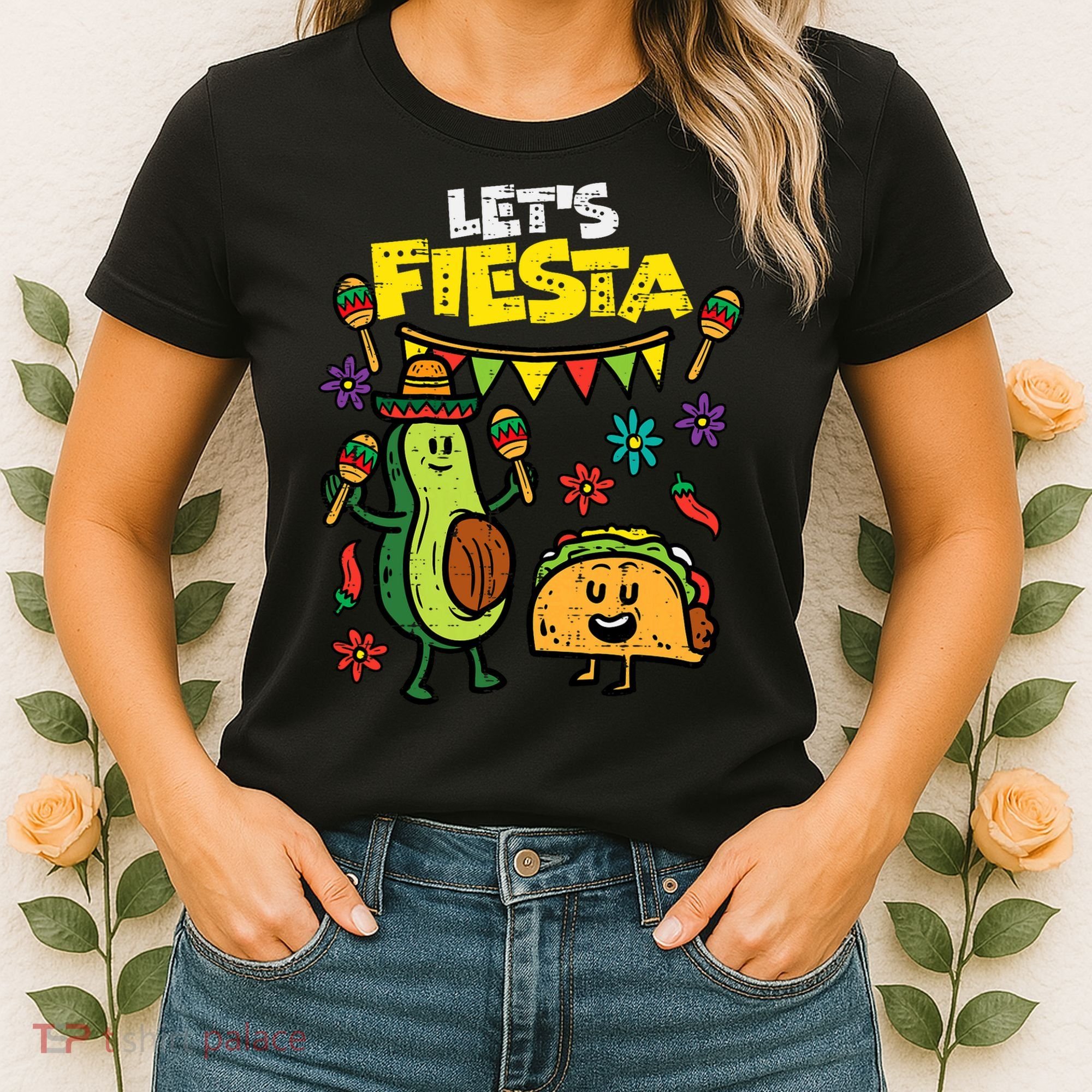 Lets Fiesta Taco Avocado Funny Cinco De Mayo Mexican Party Women's T-Shirt