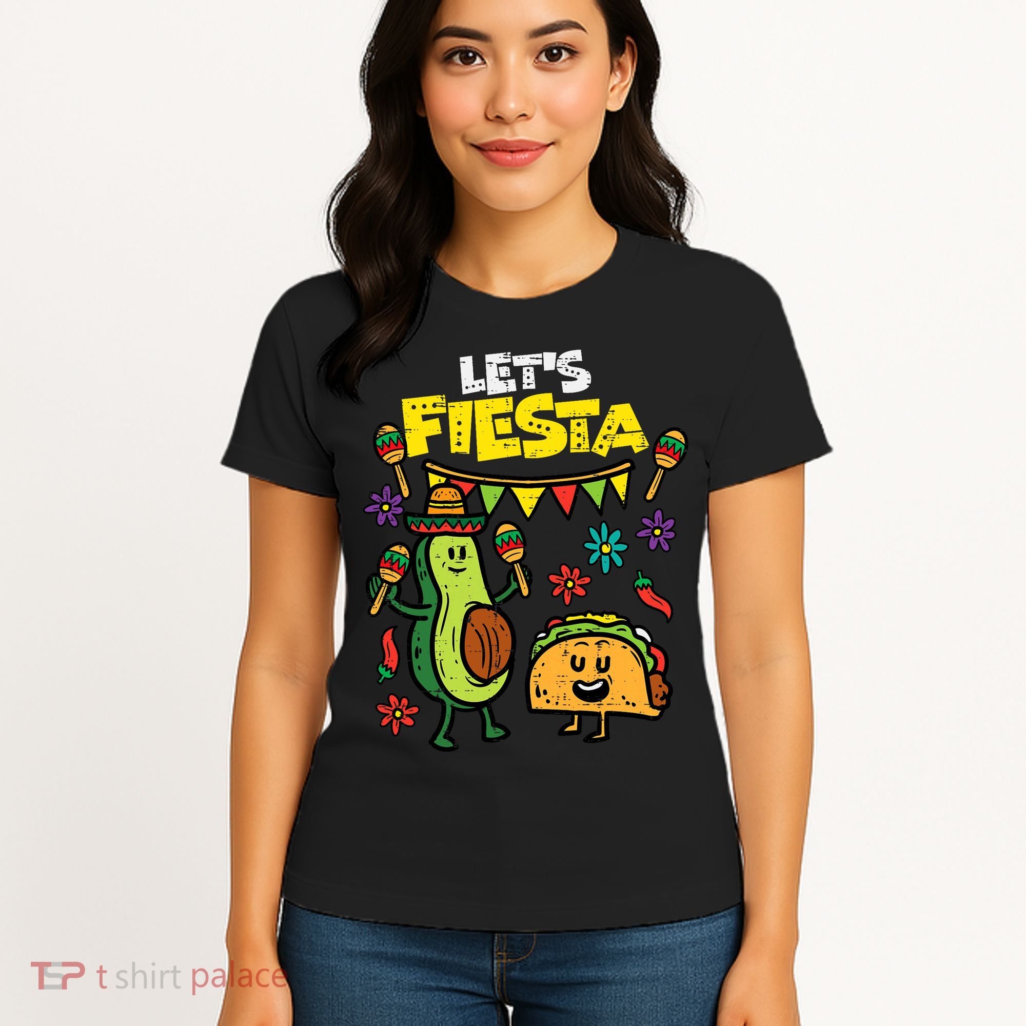 Lets Fiesta Taco Avocado Funny Cinco De Mayo Mexican Party Women's T-Shirt
