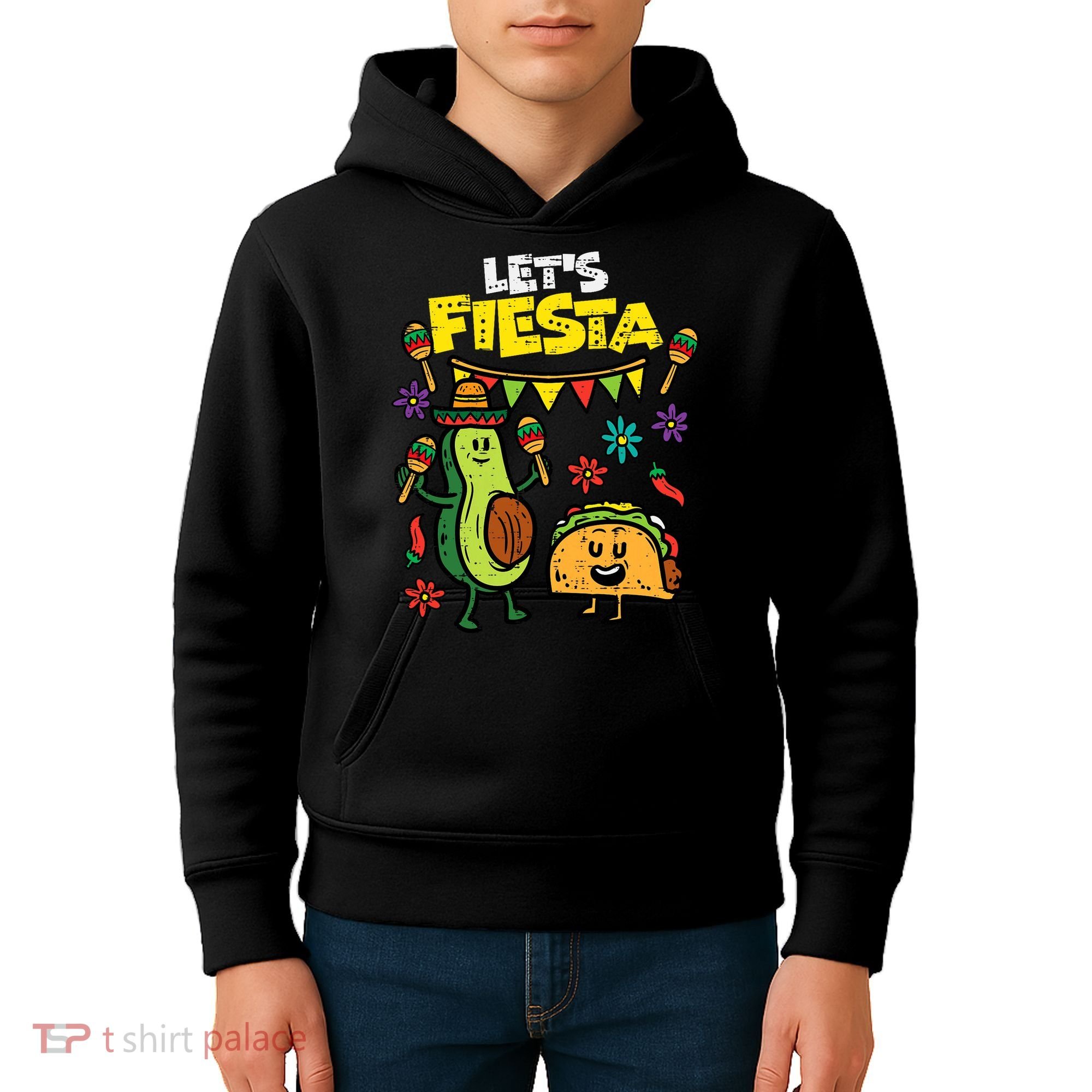 Lets Fiesta Taco Avocado Funny Cinco De Mayo Mexican Party Kids Hoodie