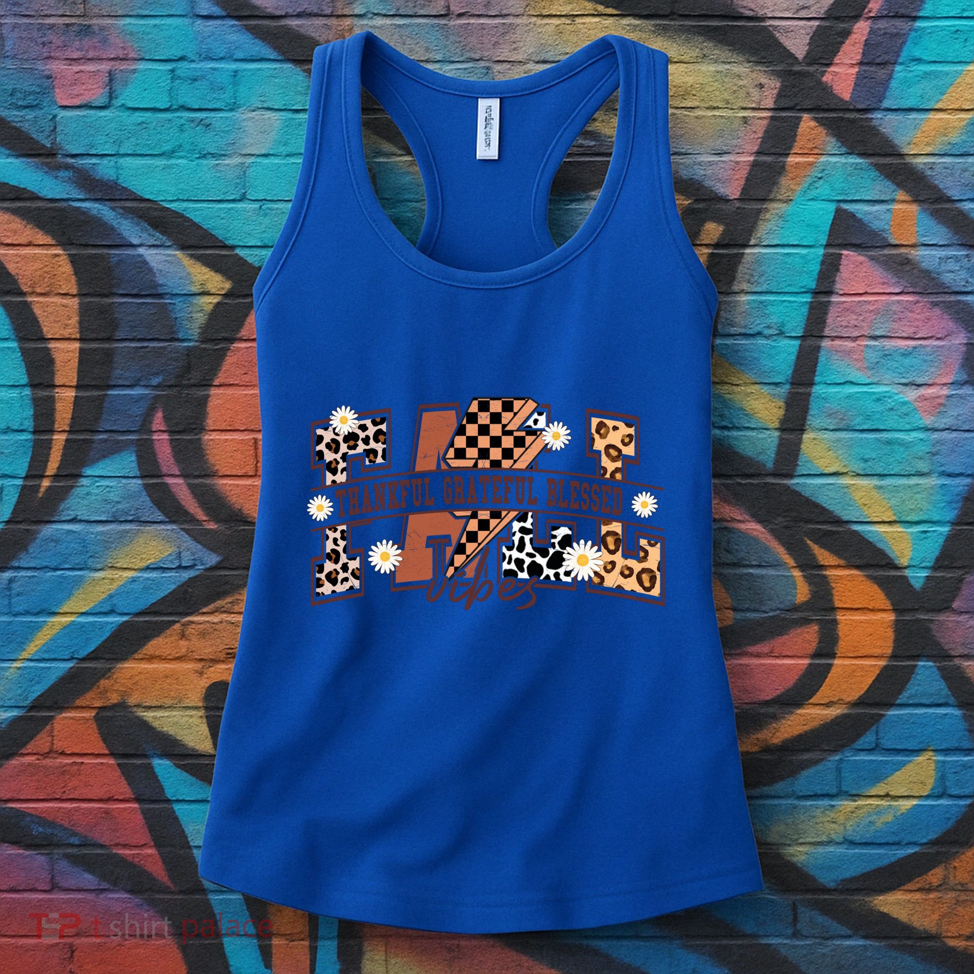 Leopard Fall Vibes Thankful Grateful Blessed Pumpkin Spice Great Gift Women's Tank Top
