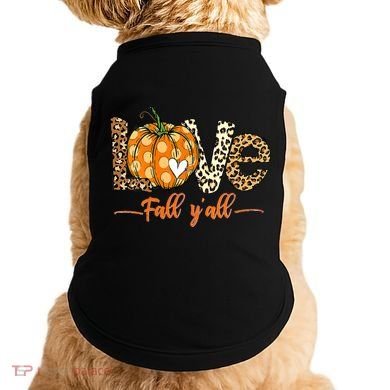 Love Fall Y'All Leopard Pumpkin Fall Doggie Tank