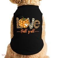 Love Fall Y'All Leopard Pumpkin Fall Doggie Tank thumb 0
