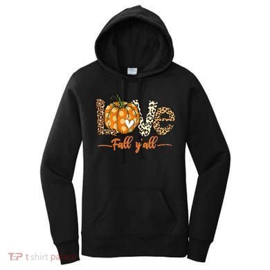 Love Fall Y'All Leopard Pumpkin Fall Women's Hoodie