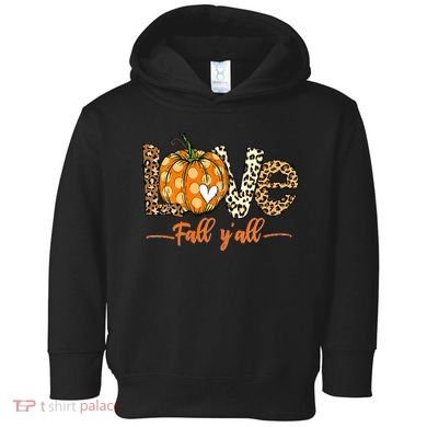 Love Fall Y'All Leopard Pumpkin Fall Toddler Hoodie