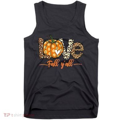 Love Fall Y'All Leopard Pumpkin Fall Tank Top