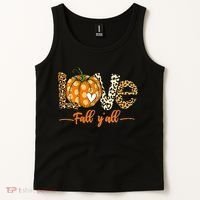Love Fall Y'All Leopard Pumpkin Fall Tank Top thumb 2