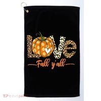 Love Fall Y'All Leopard Pumpkin Fall Golf Towel thumb 0