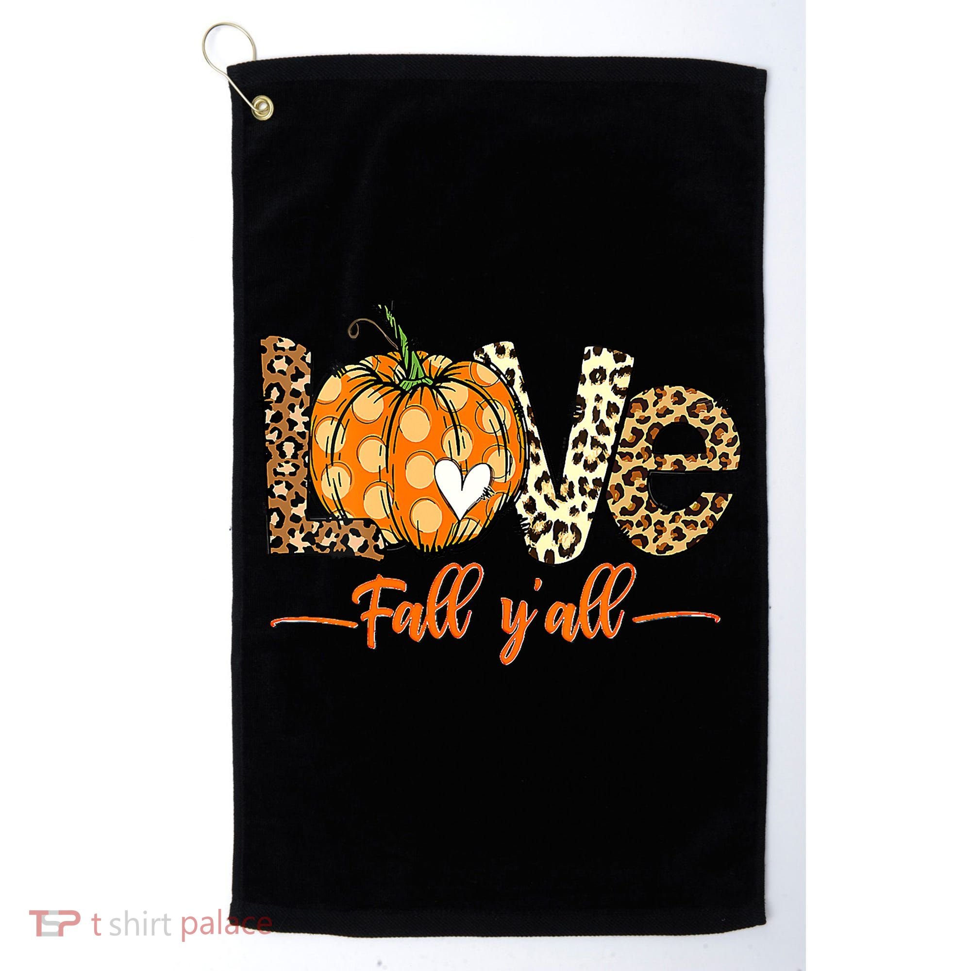 Love Fall Y'All Leopard Pumpkin Fall Golf Towel