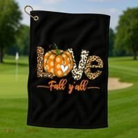 Love Fall Y'All Leopard Pumpkin Fall Golf Towel thumb 1