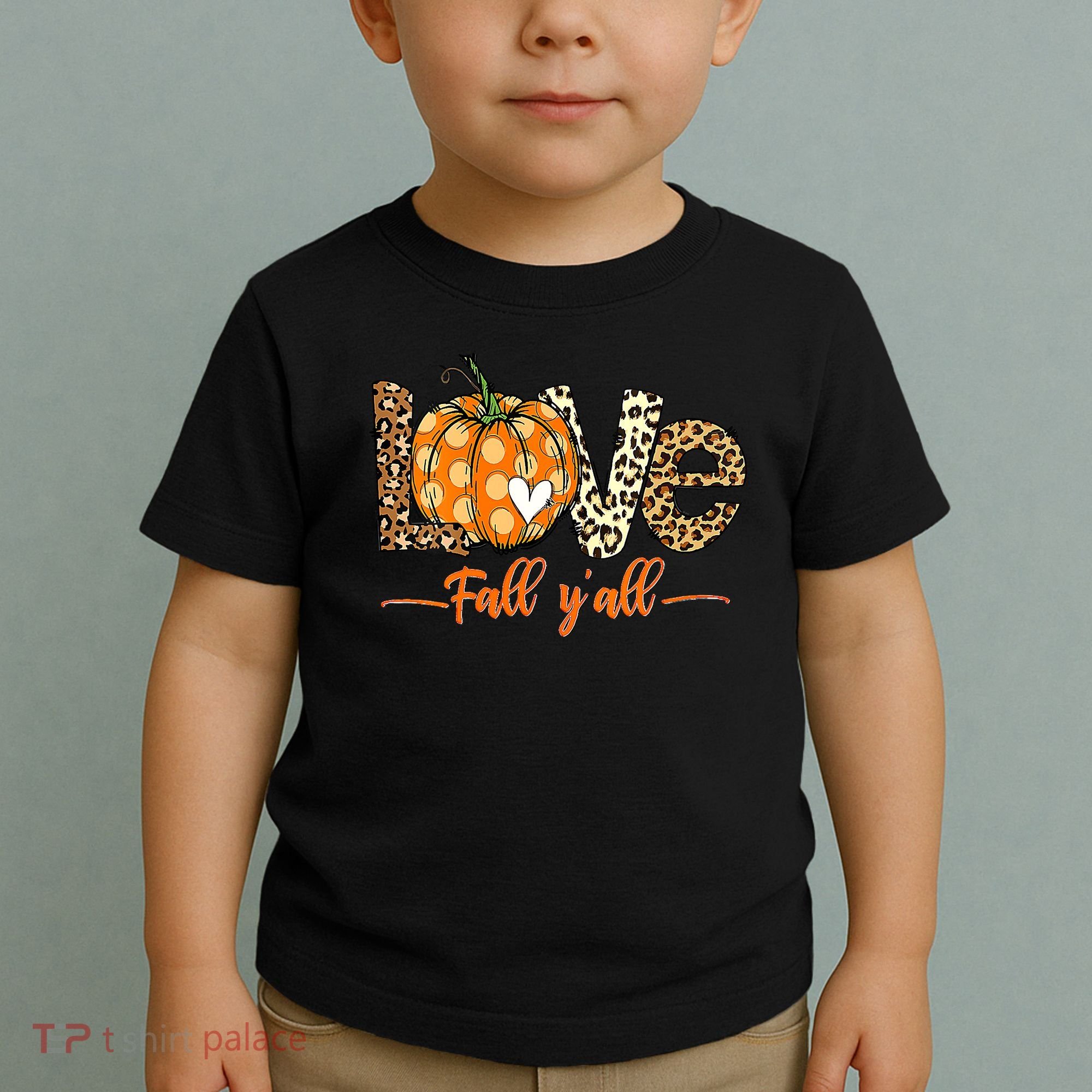 Love Fall Y'All Leopard Pumpkin Fall Toddler T-Shirt