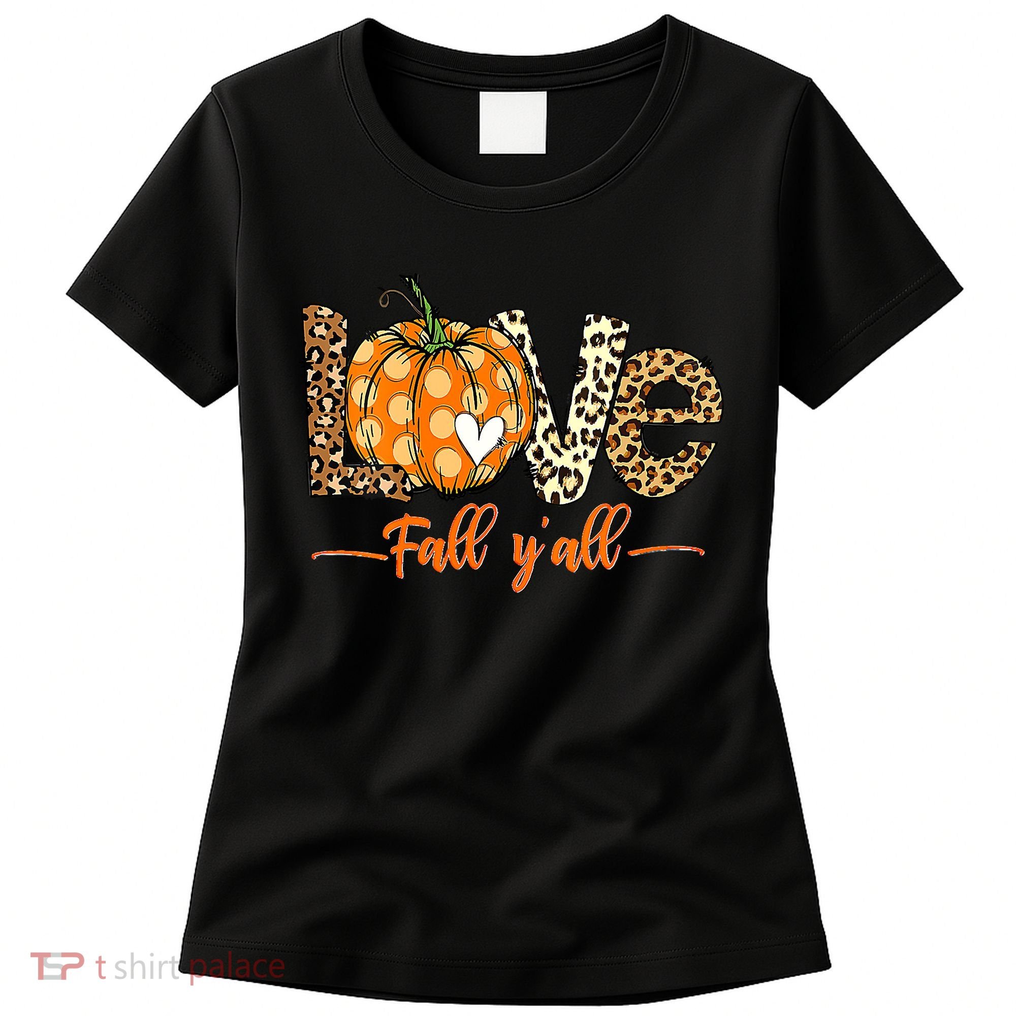 Love Fall Y'All Leopard Pumpkin Fall Women's T-Shirt
