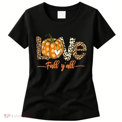 Love Fall Y'All Leopard Pumpkin Fall Women's T-Shirt