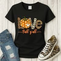 Love Fall Y'All Leopard Pumpkin Fall Women's T-Shirt thumb 3