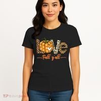 Love Fall Y'All Leopard Pumpkin Fall Women's T-Shirt thumb 4