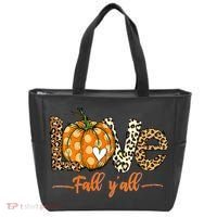 Love Fall Y'All Leopard Pumpkin Fall Tote Bag thumb 0