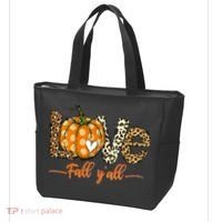 Love Fall Y'All Leopard Pumpkin Fall Tote Bag thumb 3