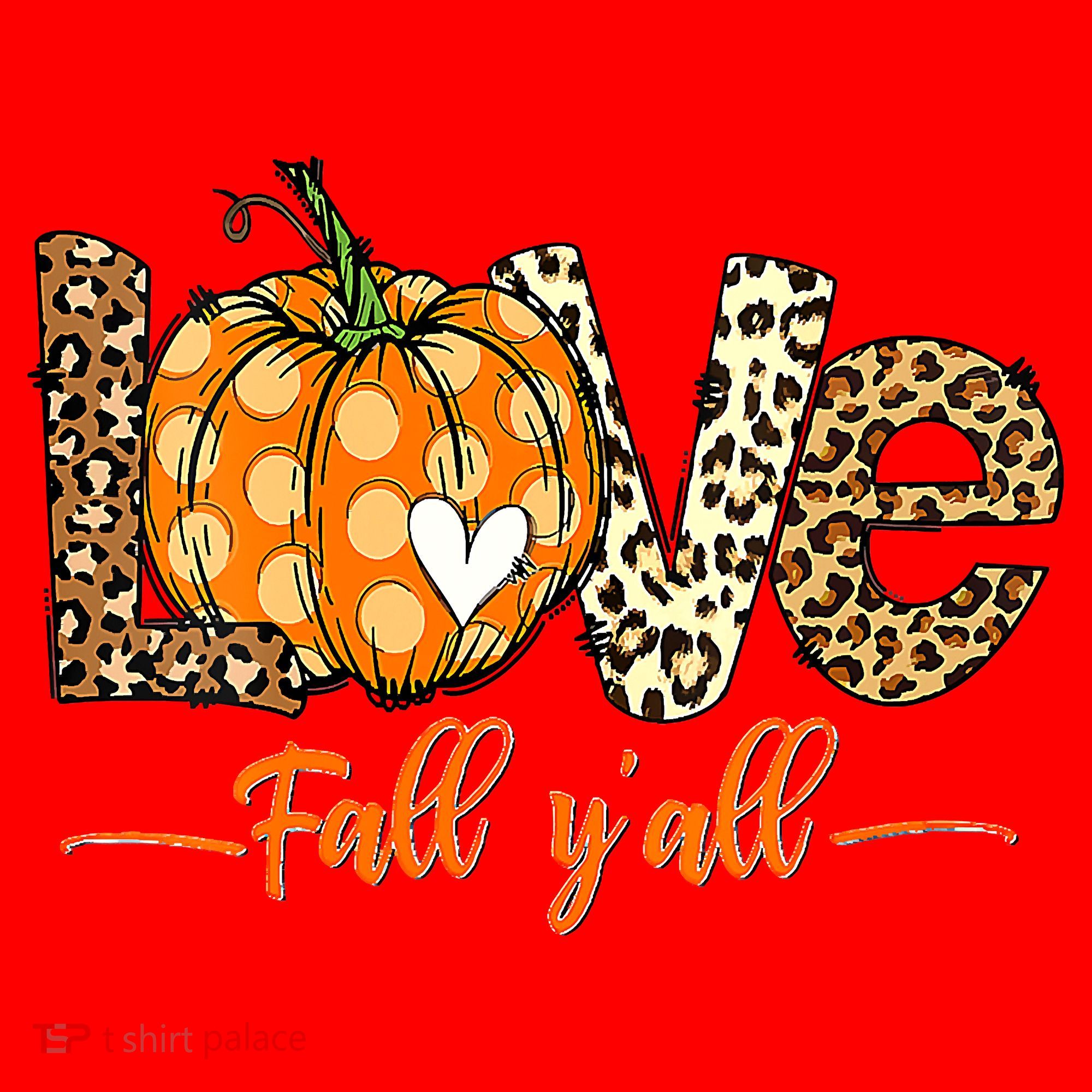 Love Fall Y'All Leopard Pumpkin Fall Santa Hat