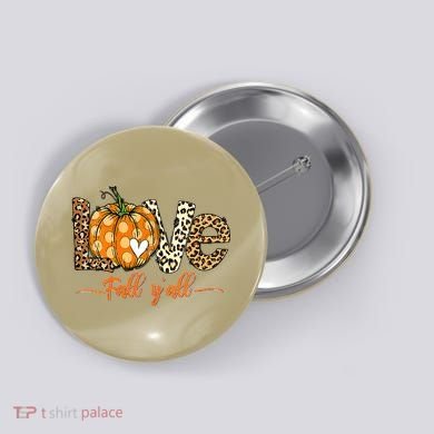 Love Fall Y'All Leopard Pumpkin Fall Button