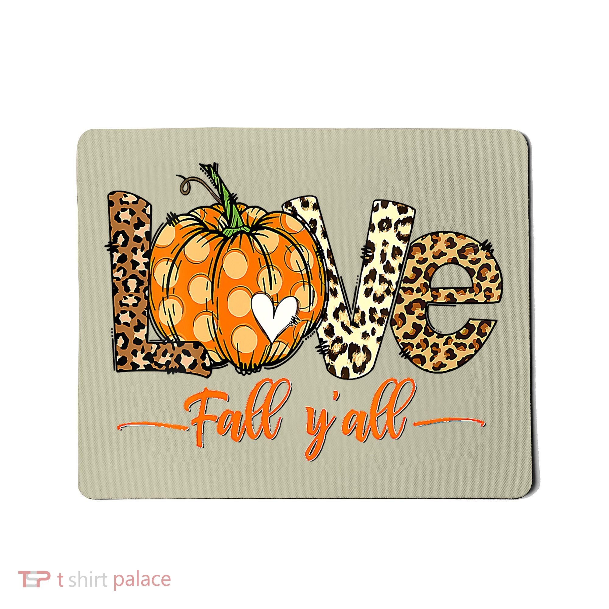Love Fall Y'All Leopard Pumpkin Fall Mousepad