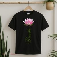 Lotus Flower Yoga Breathe Meditation Gift Peace Love T-Shirt thumb 2