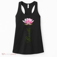 Lotus Flower Yoga Breathe Meditation Gift Peace Love Women's Tank Top thumb 0