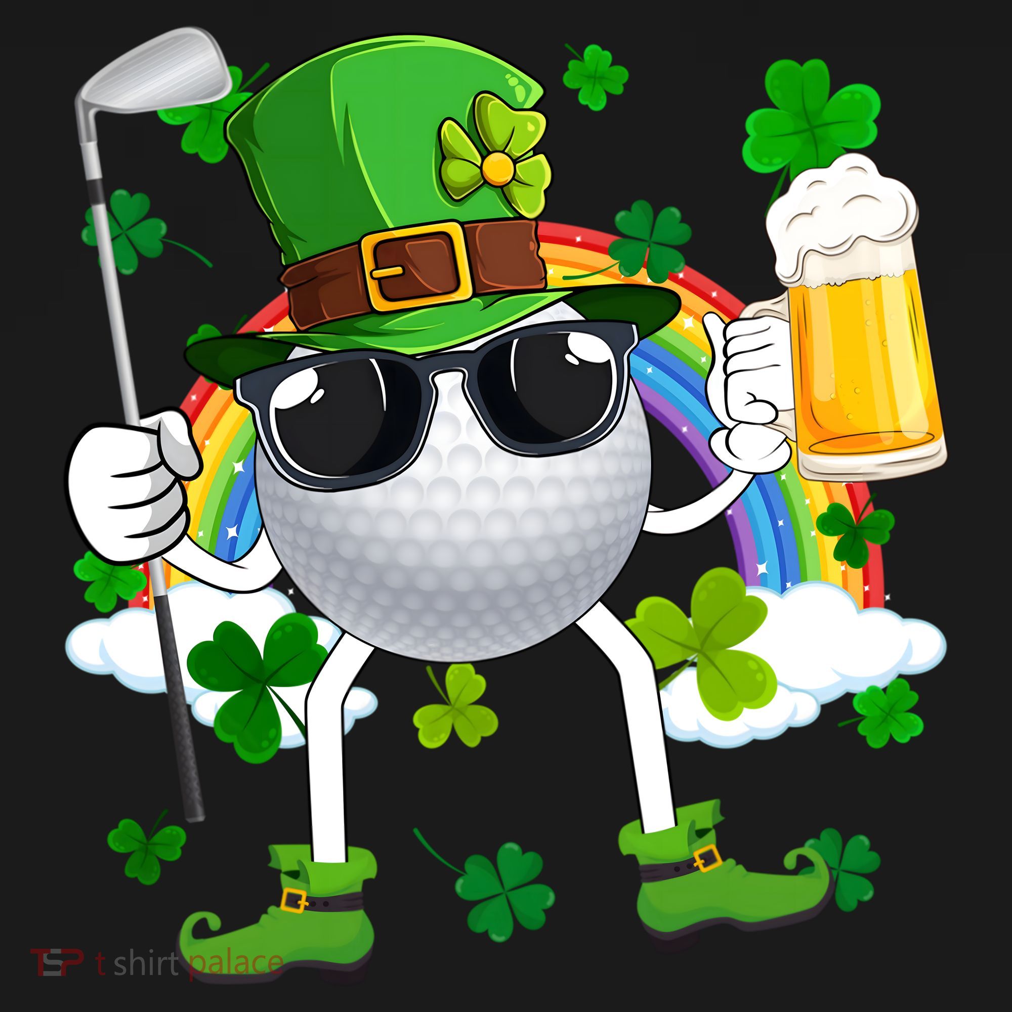 Leprechaun Golf Ball With Stick And Glass Of Beer Patricks Day Gift Women's Hoodie