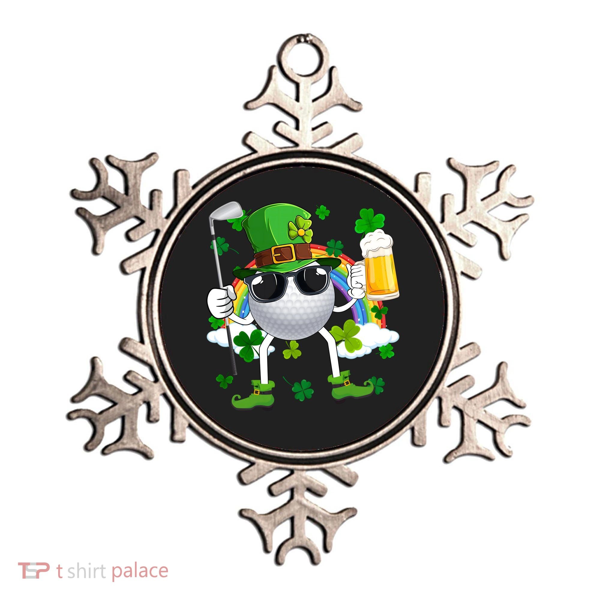 Leprechaun Golf Ball With Stick And Glass Of Beer Patricks Day Gift Ornament