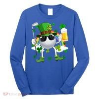 Leprechaun Golf Ball With Stick And Glass Of Beer Patricks Day Gift Long Sleeve Shirt thumb 0