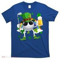 Leprechaun Golf Ball With Stick And Glass Of Beer Patricks Day Gift T-Shirt thumb 0