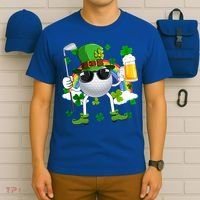 Leprechaun Golf Ball With Stick And Glass Of Beer Patricks Day Gift T-Shirt thumb 6