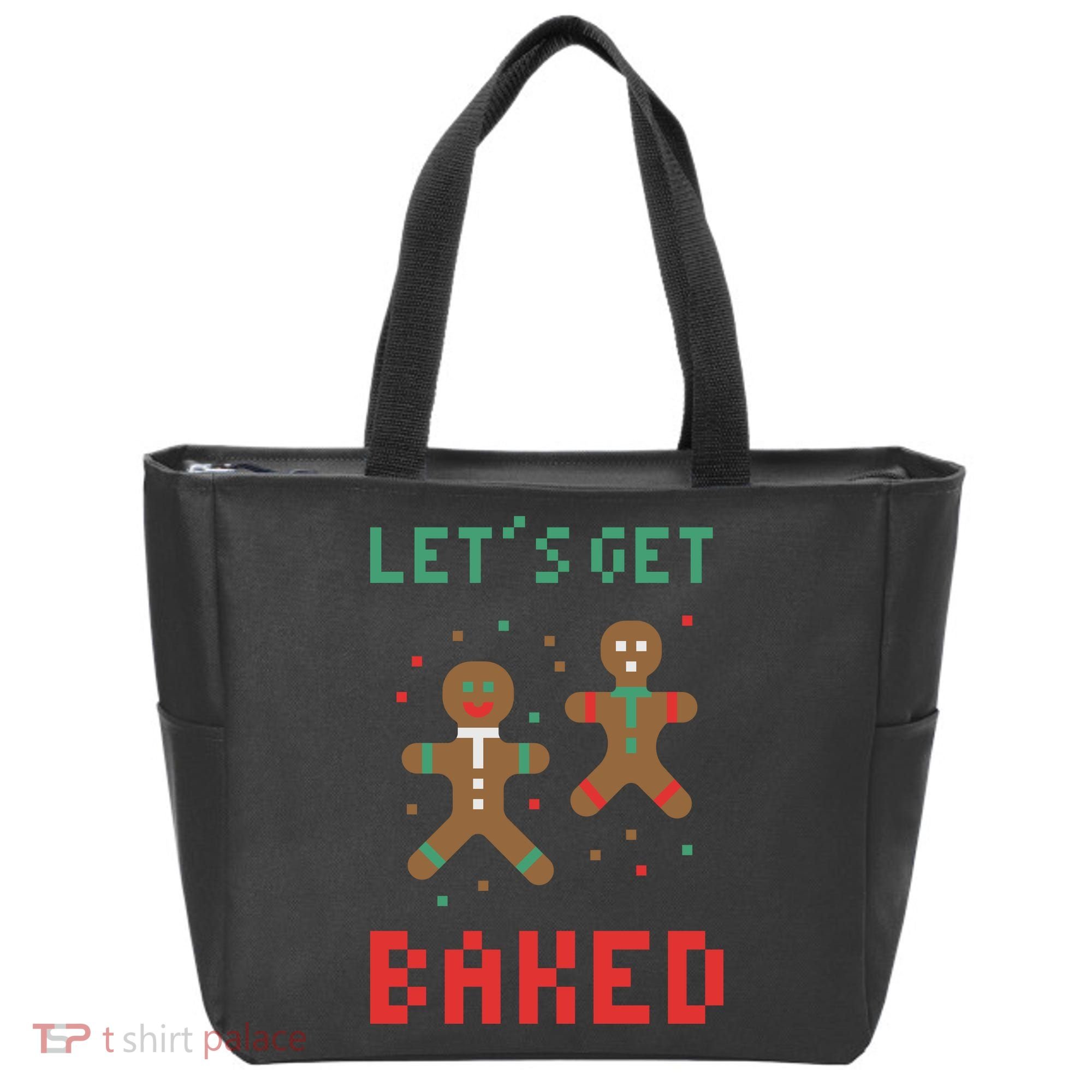 Let's Get Baked Gingerbread Cookie Funny Christmas Tote Bag