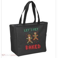 Let's Get Baked Gingerbread Cookie Funny Christmas Tote Bag thumb 2