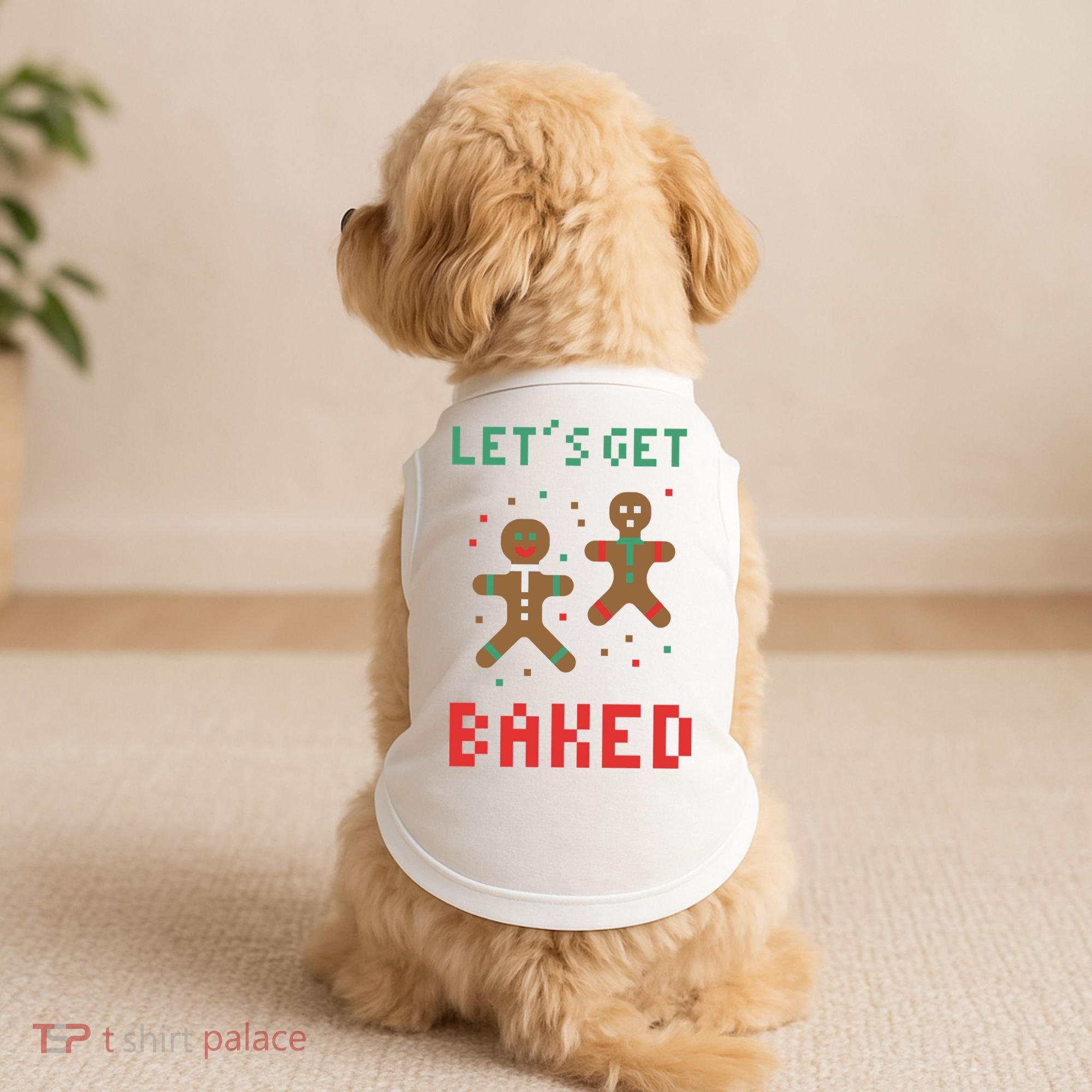 Let's Get Baked Gingerbread Cookie Funny Christmas Doggie Tank