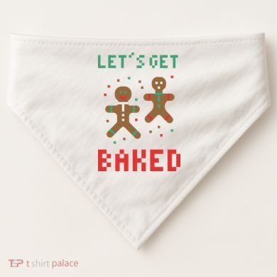 Let's Get Baked Gingerbread Cookie Funny Christmas USA-Made Doggie Bandana